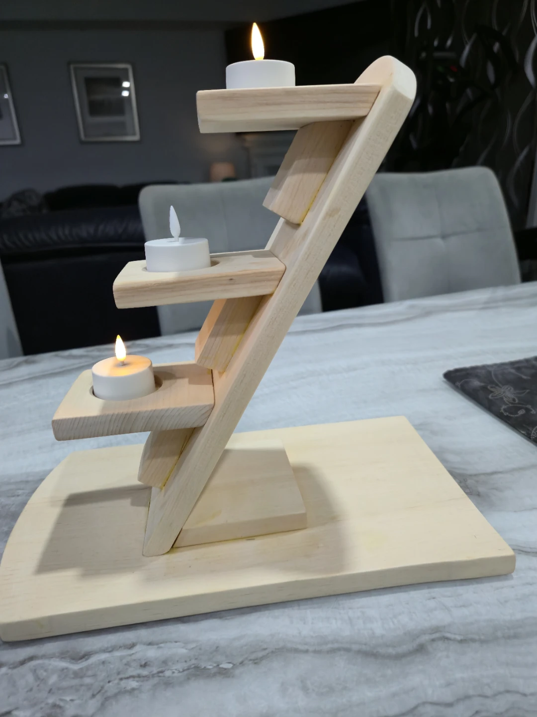Handmade Angled Wooden Tealight Candle Holder - photo 2