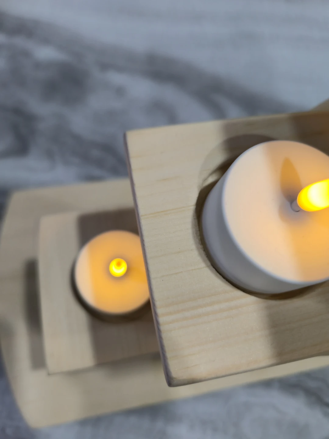Handmade Angled Wooden Tealight Candle Holder - photo 3