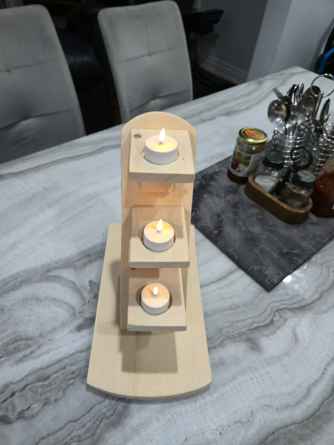 Handmade Angled Wooden Tealight Candle Holder - photo 4
