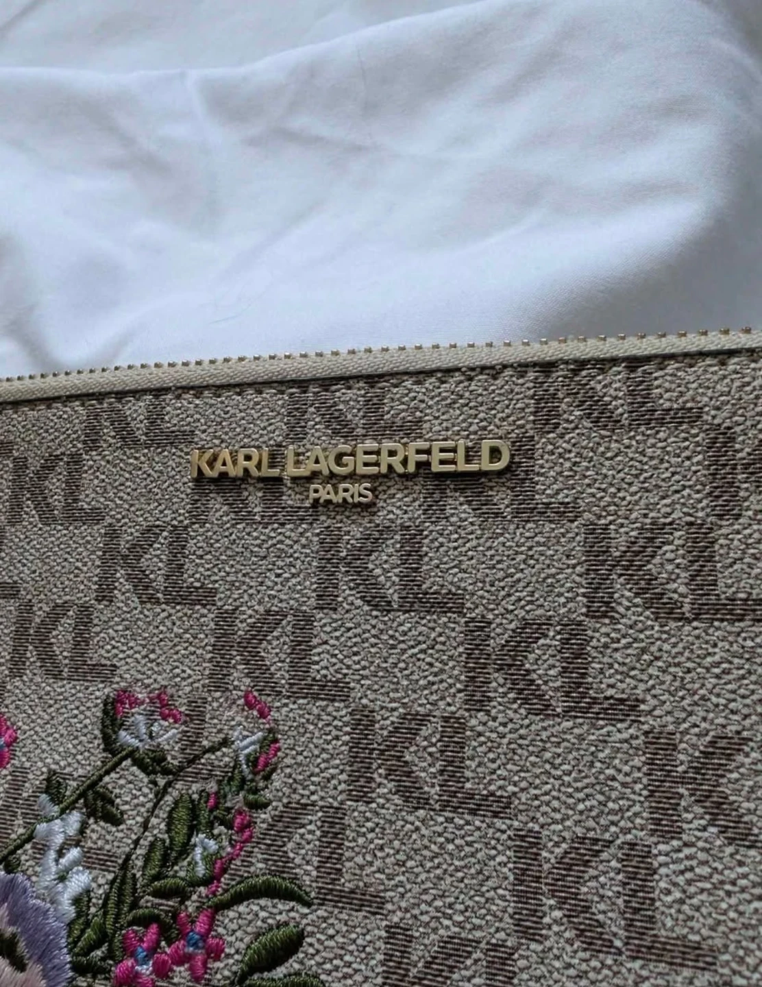 Karl Lagerfeld Paris Monogram Floral Embroidered Wristlet Clutch - photo 2