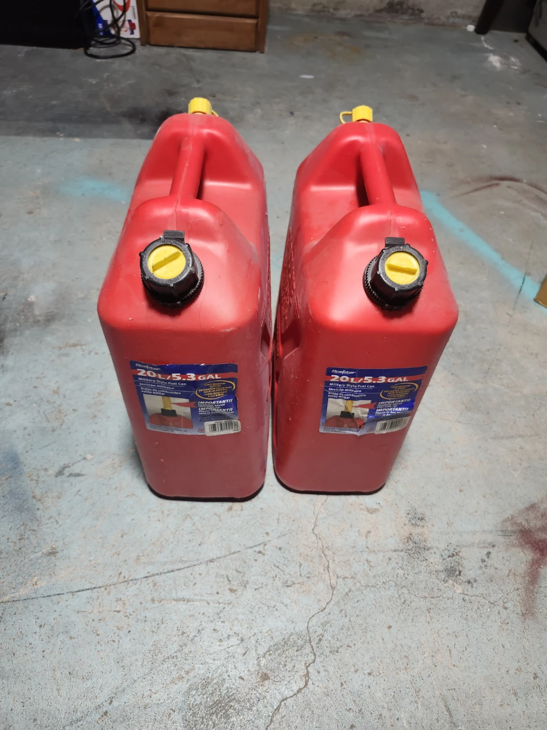 Scepter 20L / 5.3 GAL Red Military Style Fuel Cans (Set of 2)