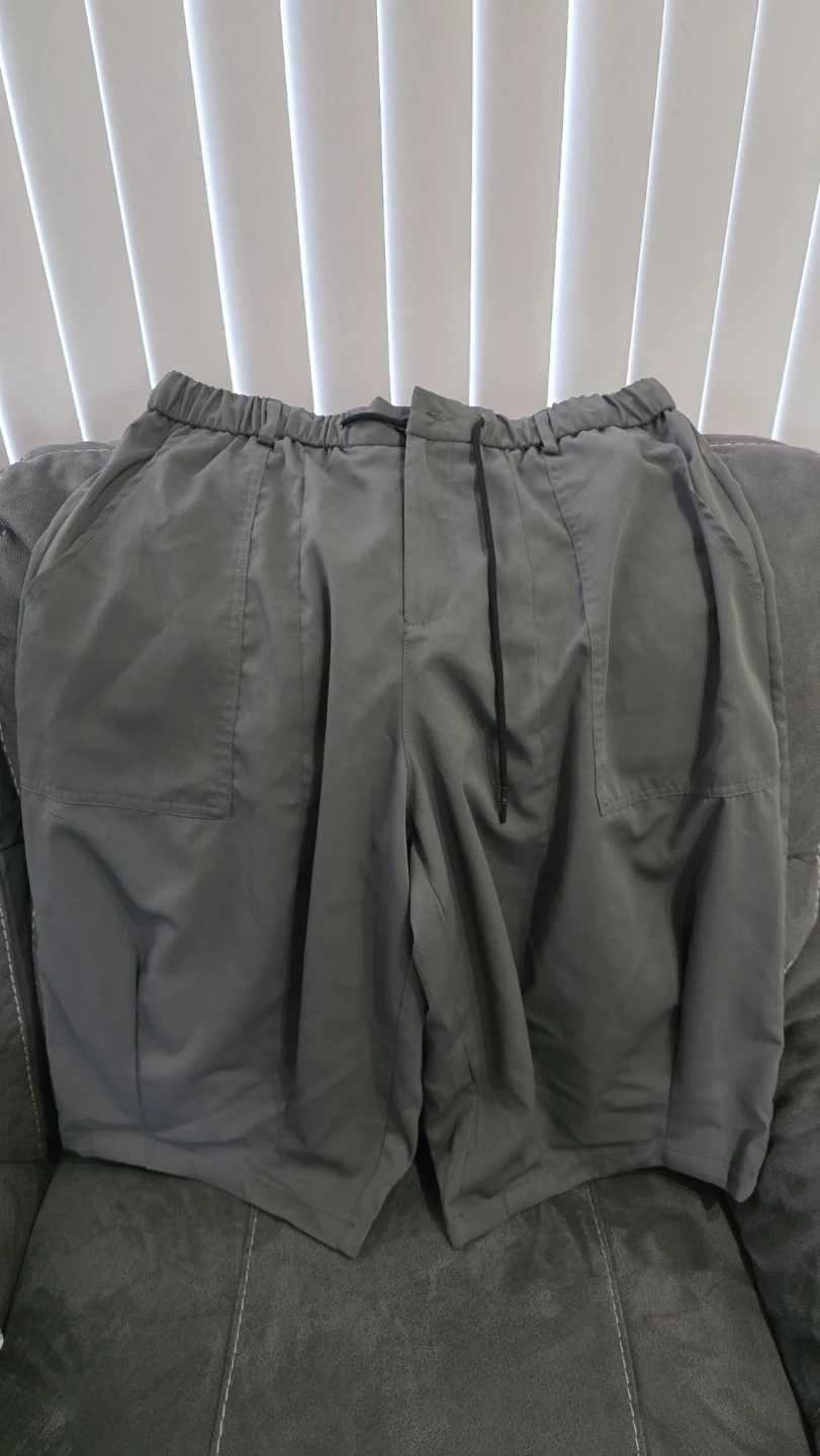 Men's Grey Drawstring Cargo Shorts