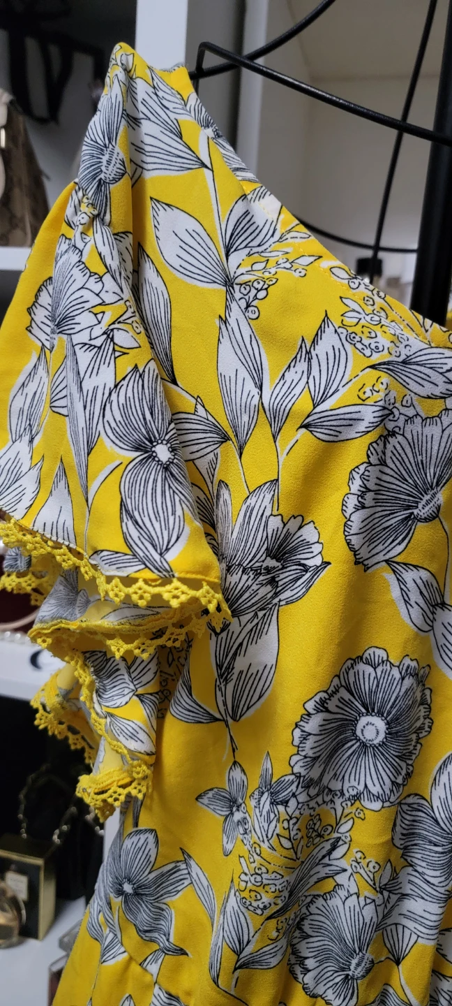 Yellow Floral Dress with Ruffle Sleeves - photo 3