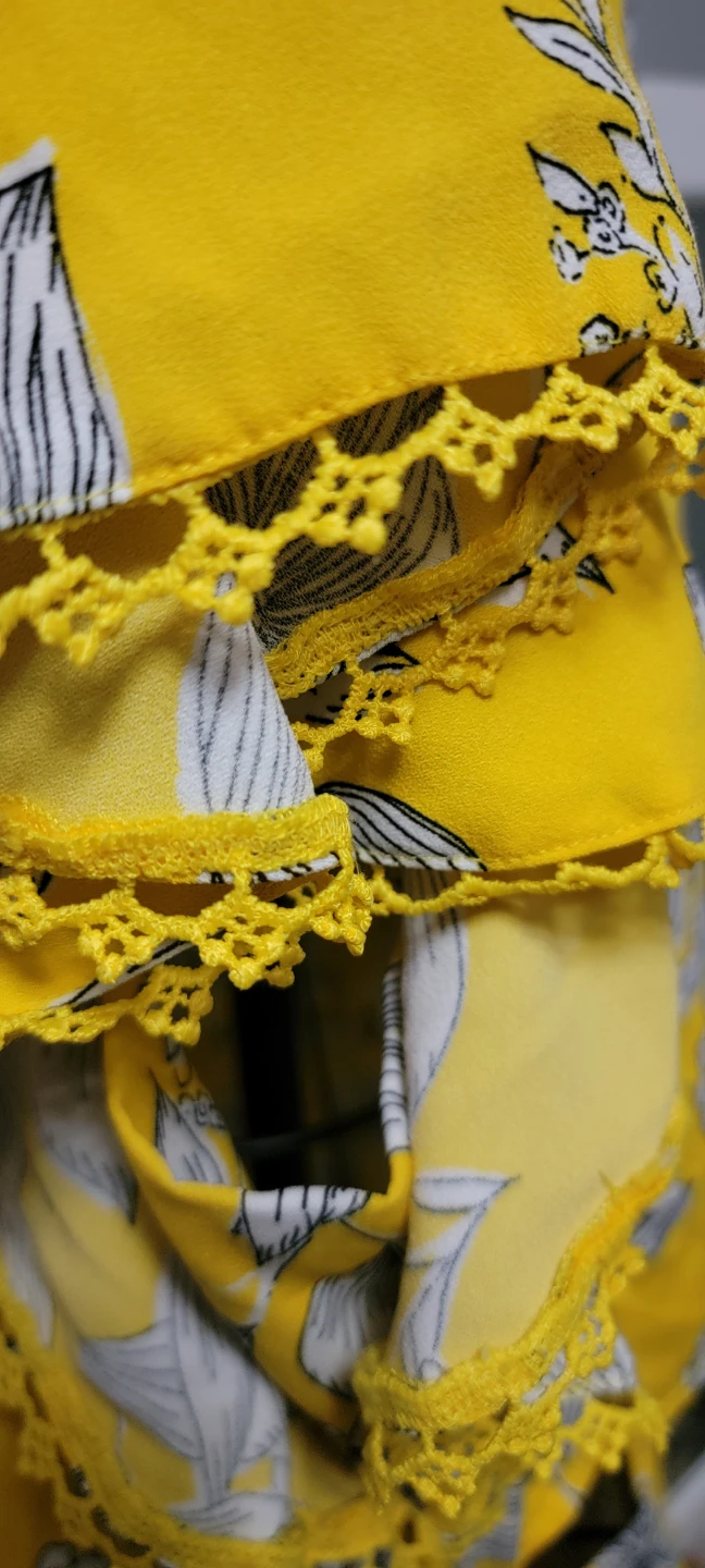 Yellow Floral Dress with Ruffle Sleeves - photo 4