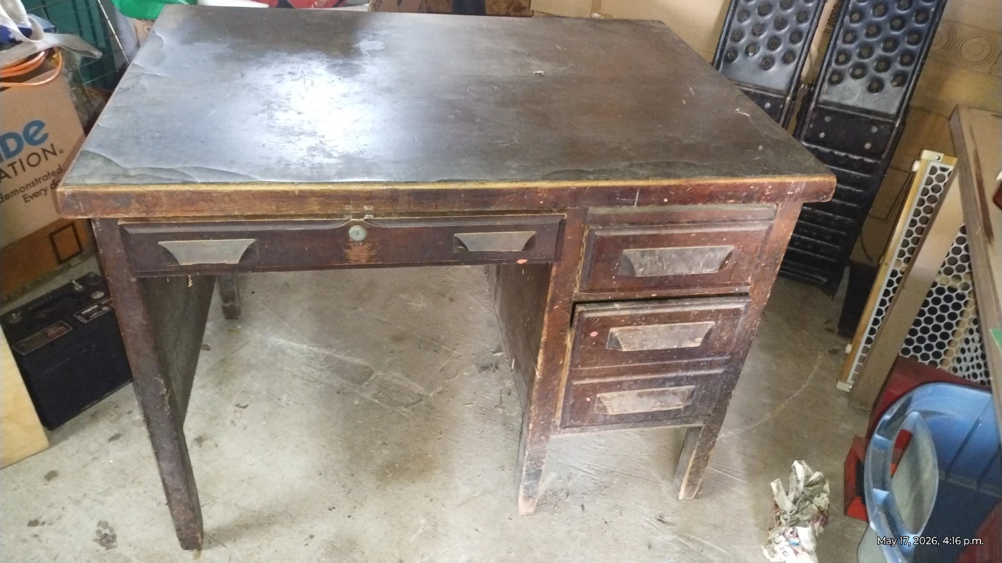 Vintage Wooden Desk with Drawers