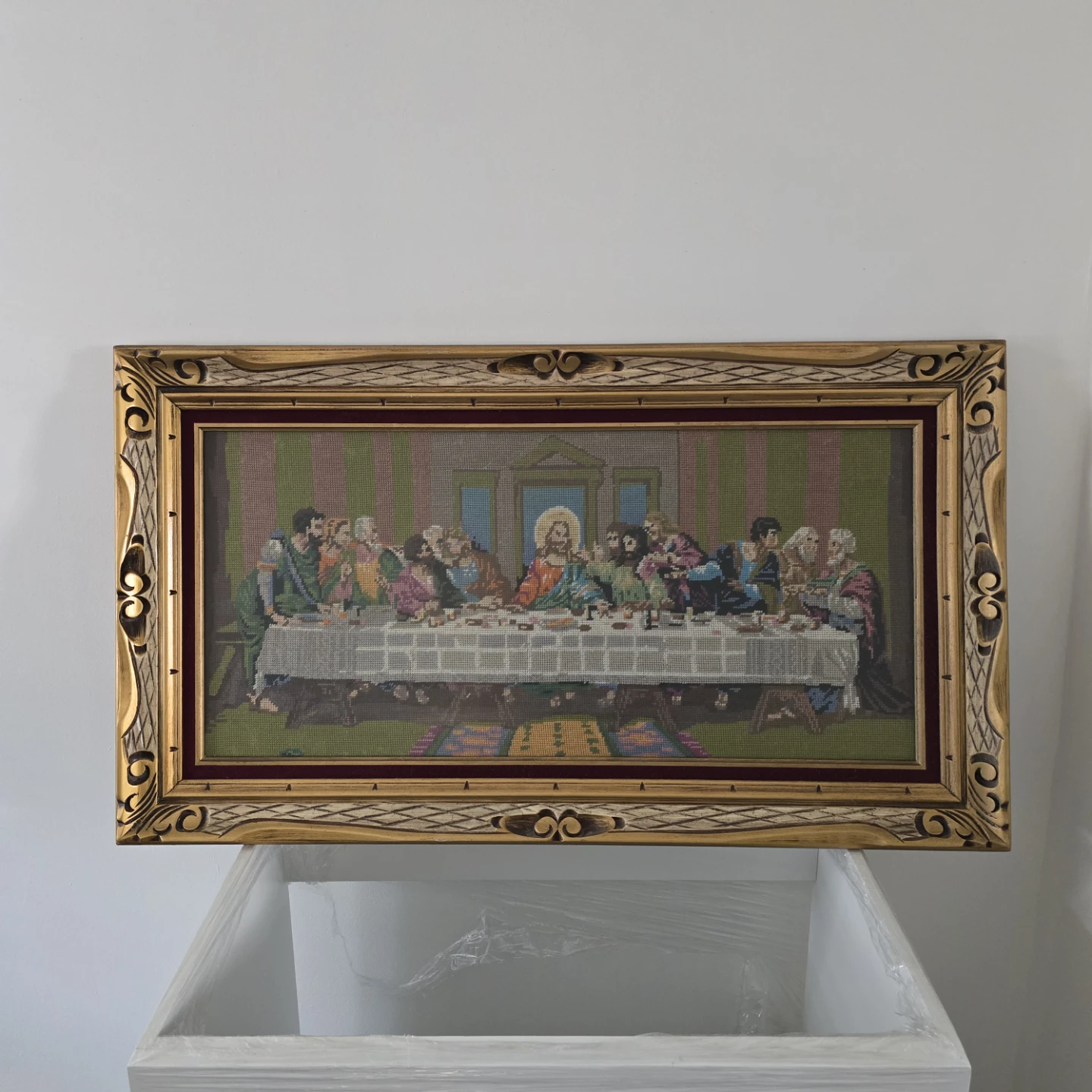 Framed "The Last Supper" Needlepoint Art