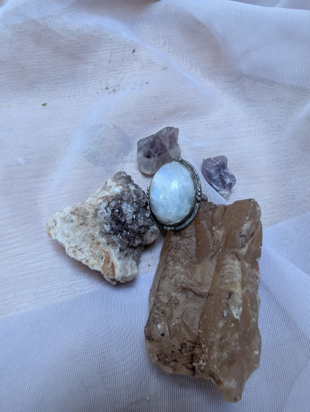 Large iridescent Moonstone Ring Sterling Silver - photo 2