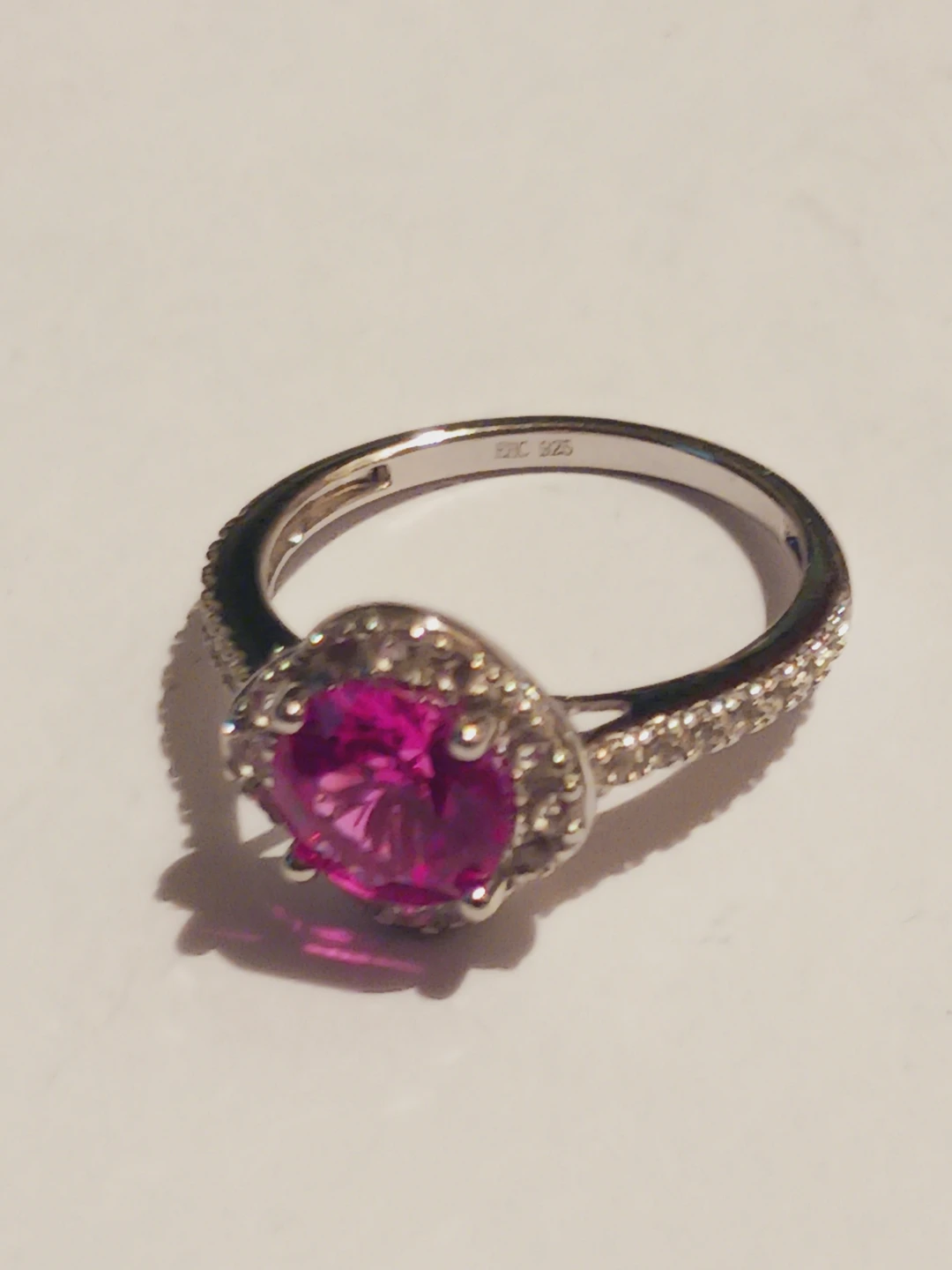 New !!!,Sterling Silver 925 Stamped Pink Stone Ring.  8. - photo 4