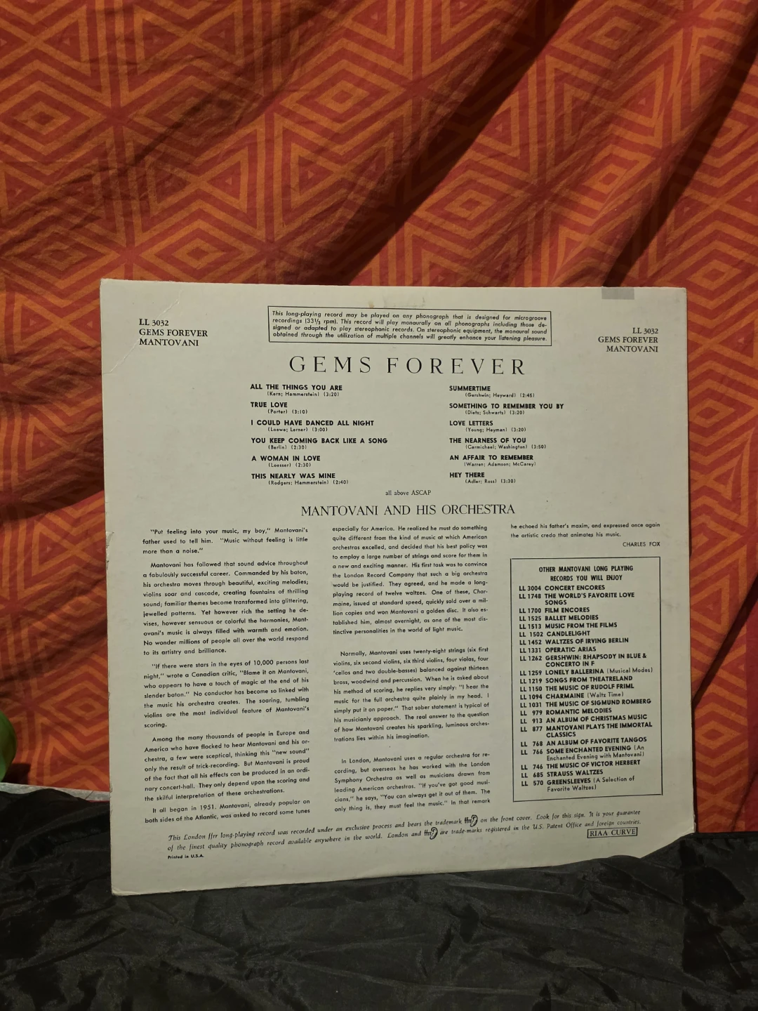 Mantovani and His Orchestra - Gems Forever... Vinyl LP - photo 5