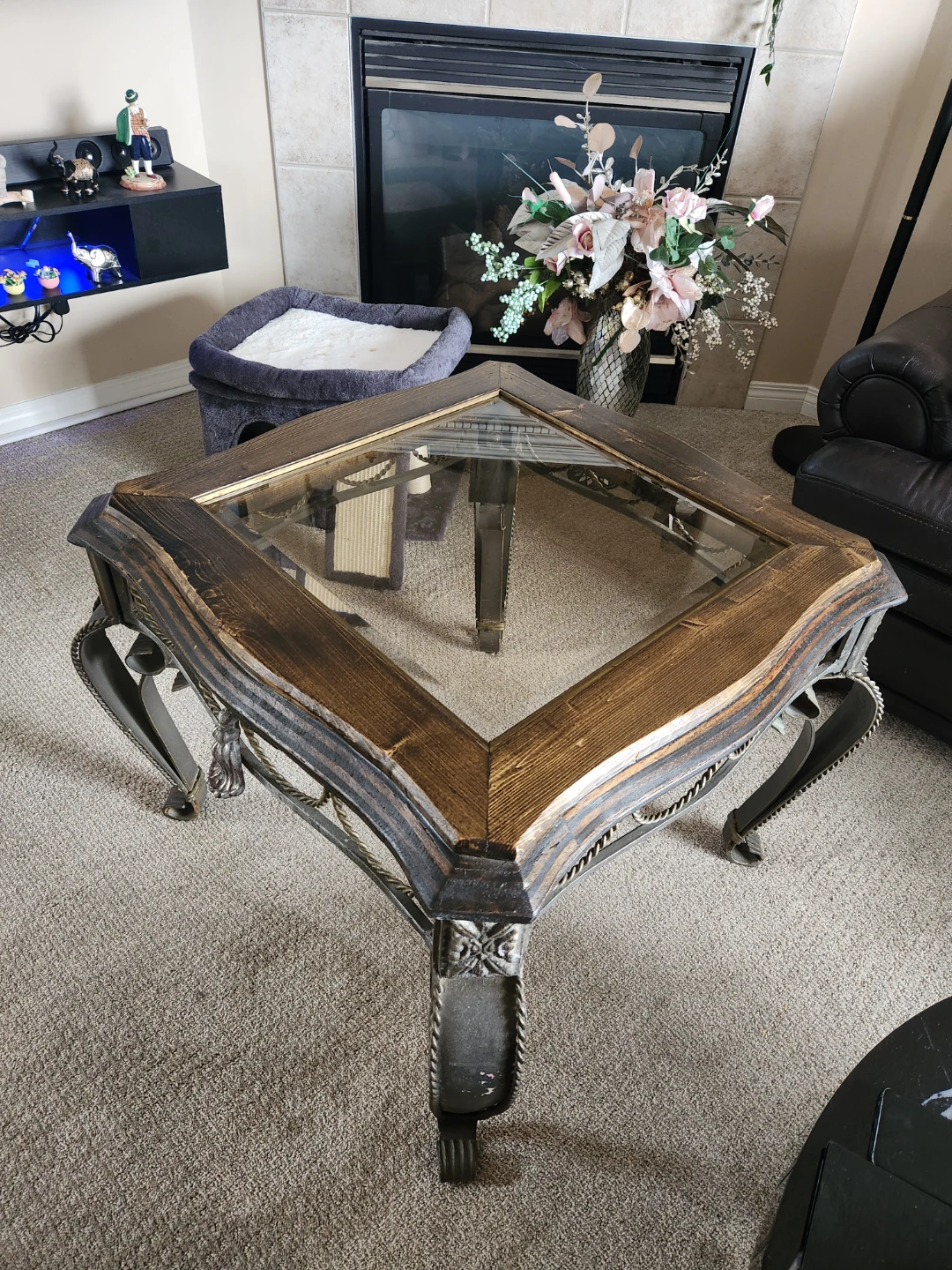 Ornate Wood and Glass Coffee Table - photo 2
