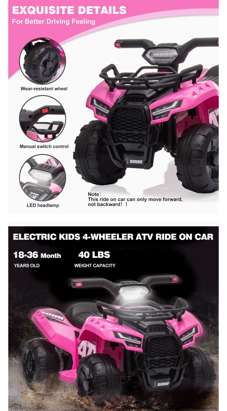 Electric - Rechargeable Kids 4 Wheeler ATV Ride On Car - photo 4