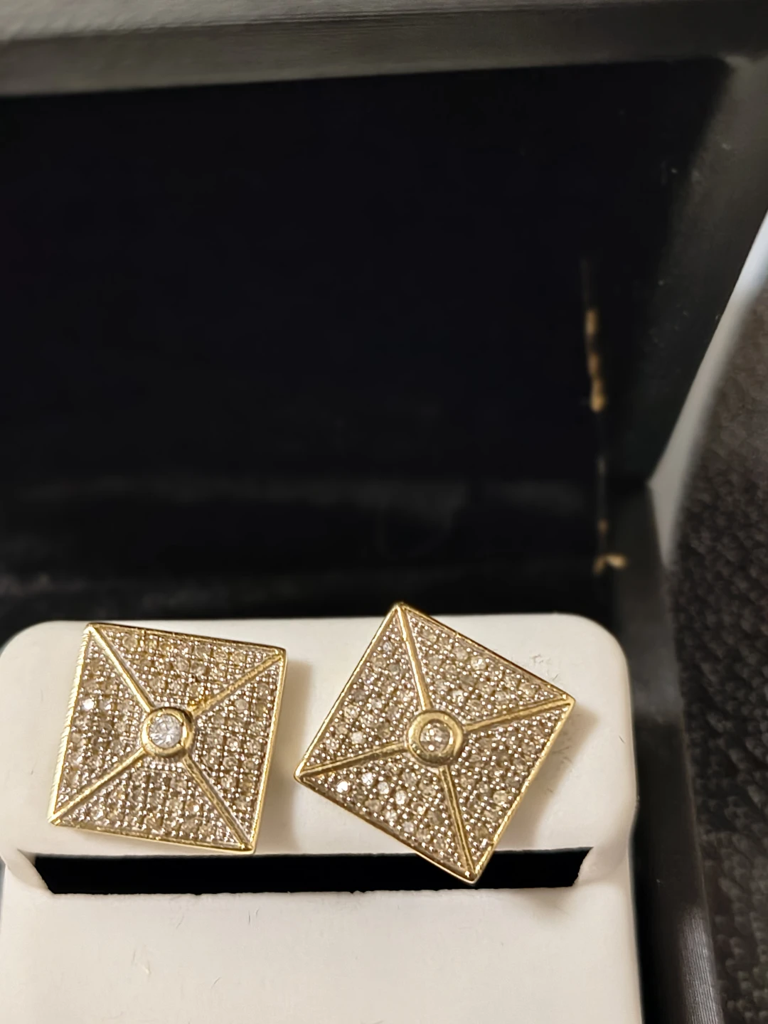 10k Gold Square Diamond Earrings