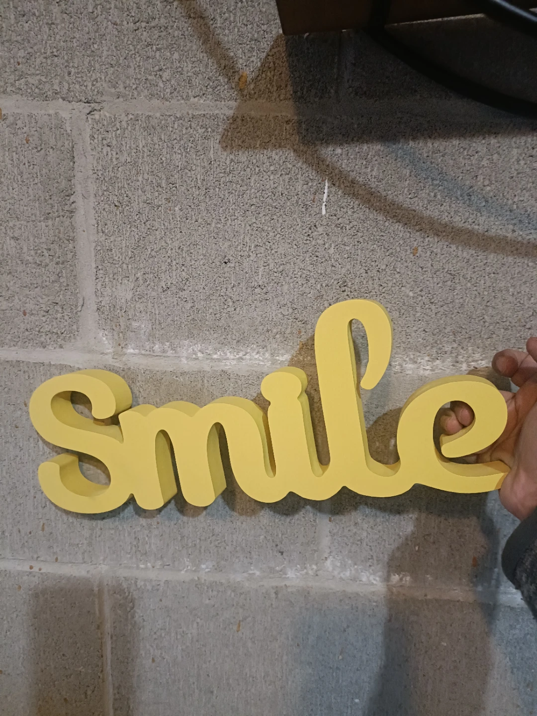Round Stand with Yellow "Smile" Script Wall Decor with - photo 3