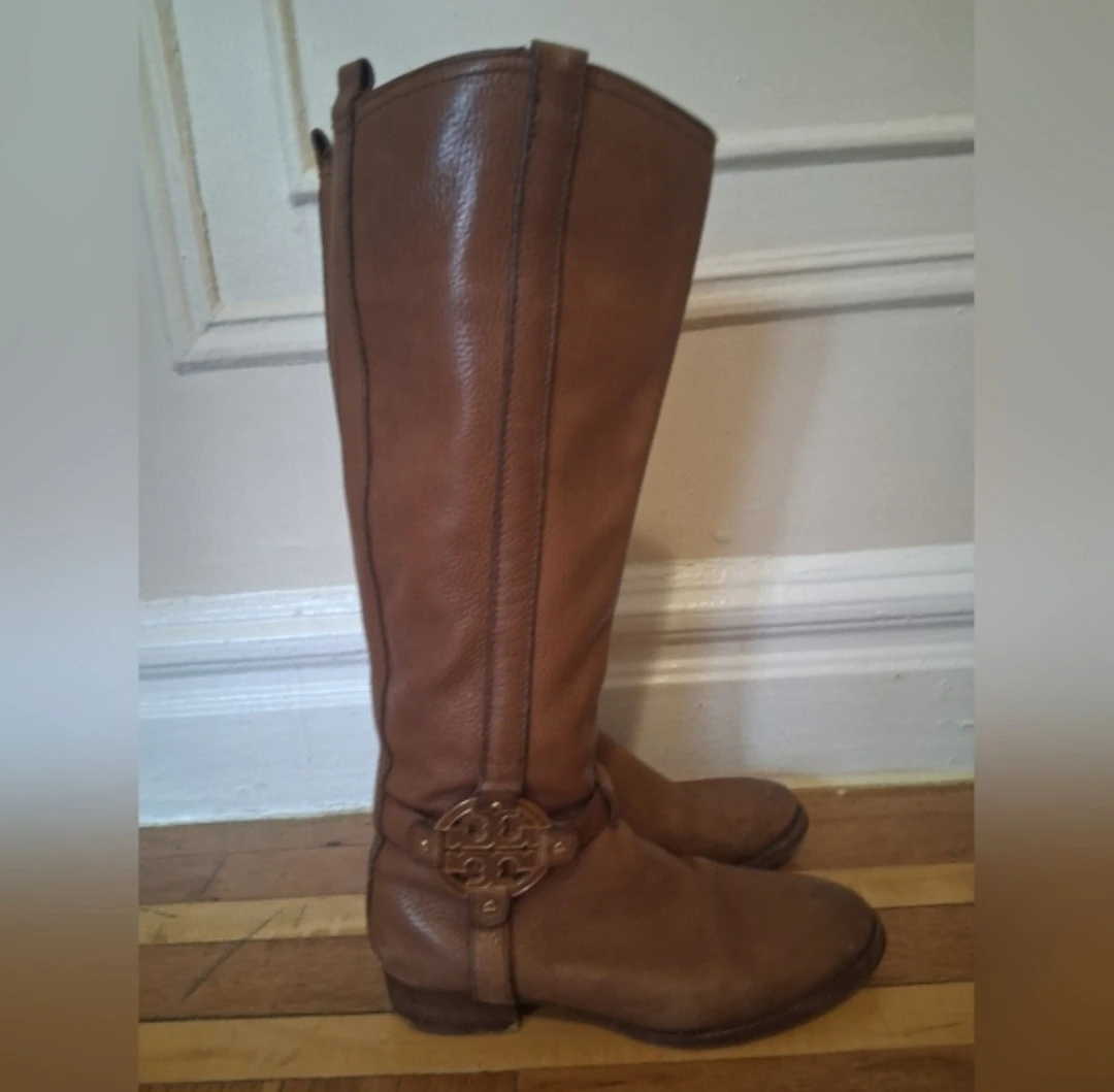 Tory Burch Brown Leather Riding Boots