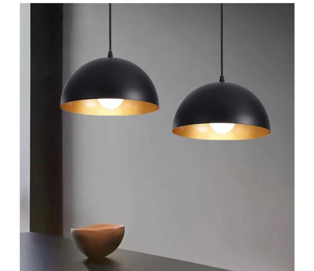 Black Dome Pendant Light with Gold Interior - photo 2
