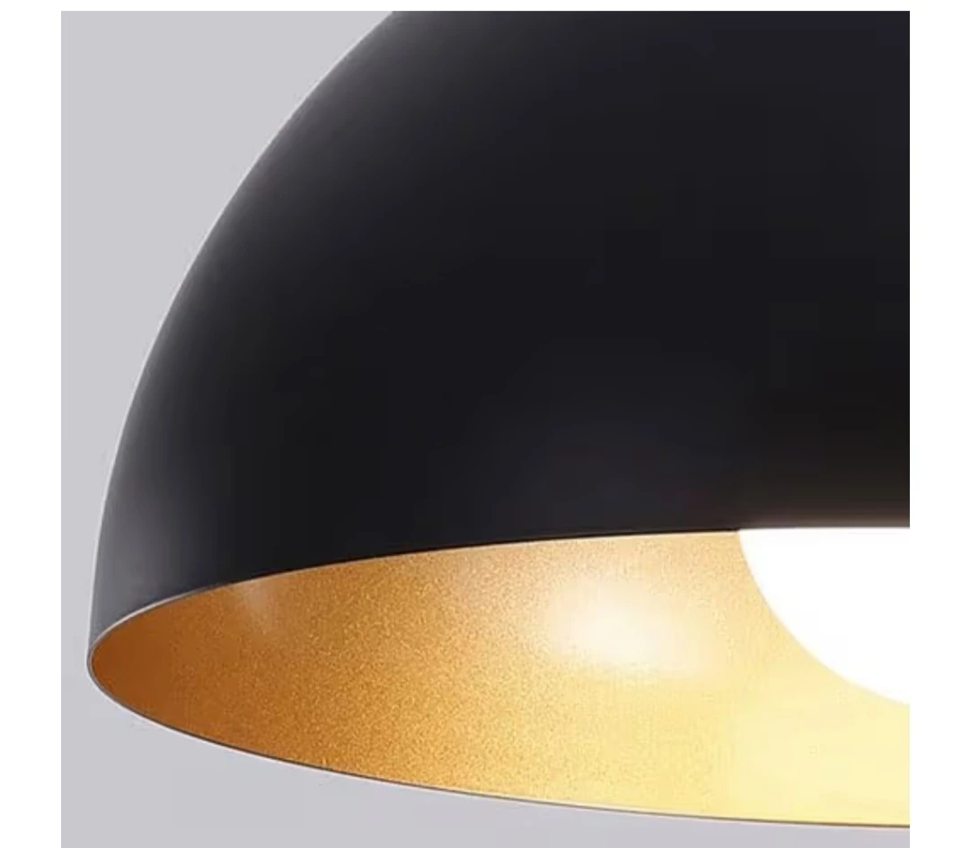 Black Dome Pendant Light with Gold Interior - photo 4