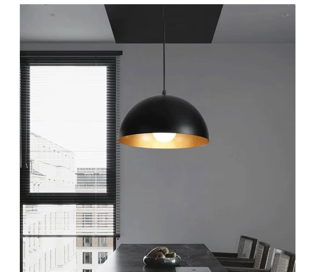 Black Dome Pendant Light with Gold Interior - photo 5