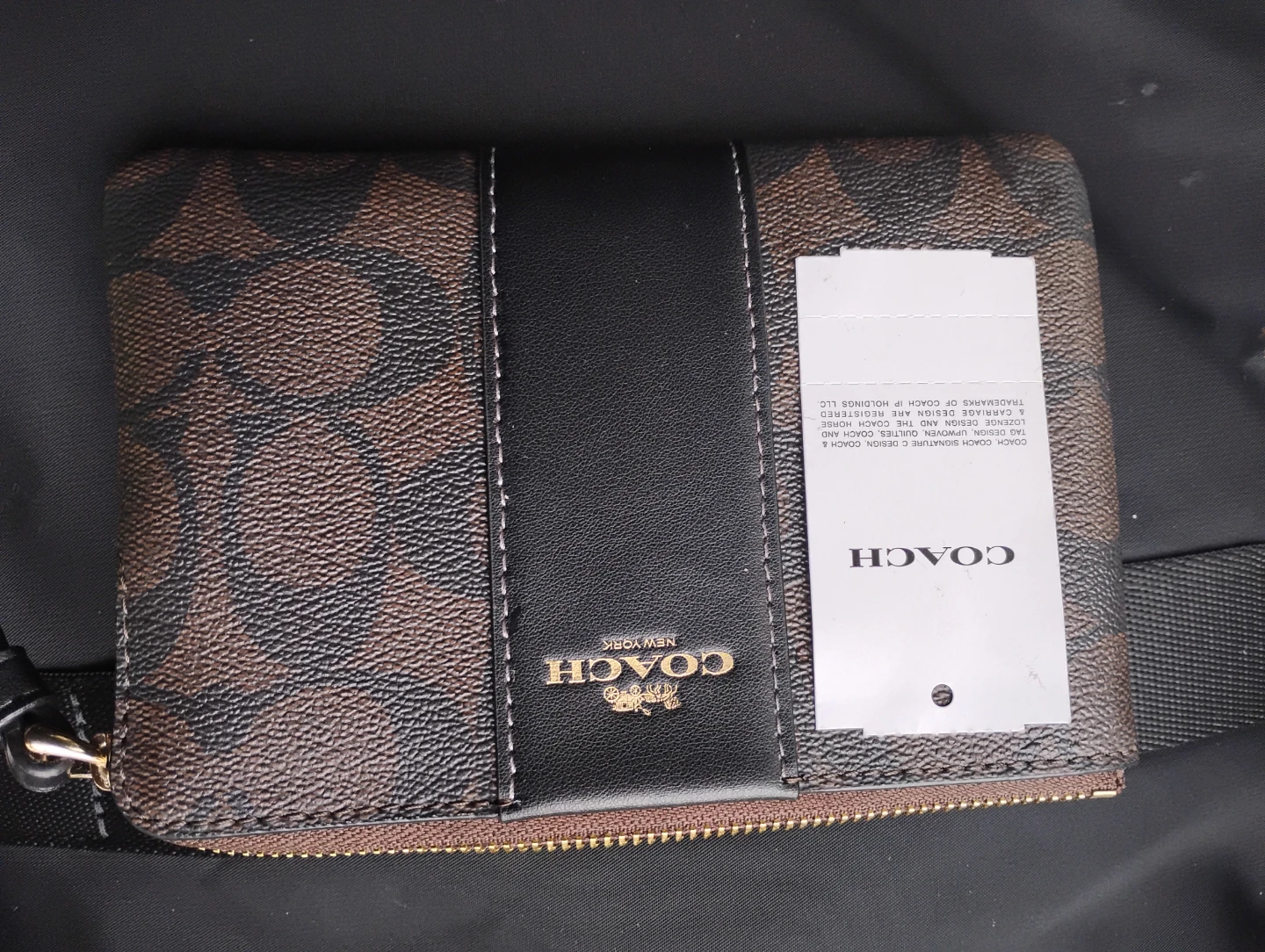 Coach Signature C PVC Lth Crn Zip Wristlet Brown/Black - photo 2