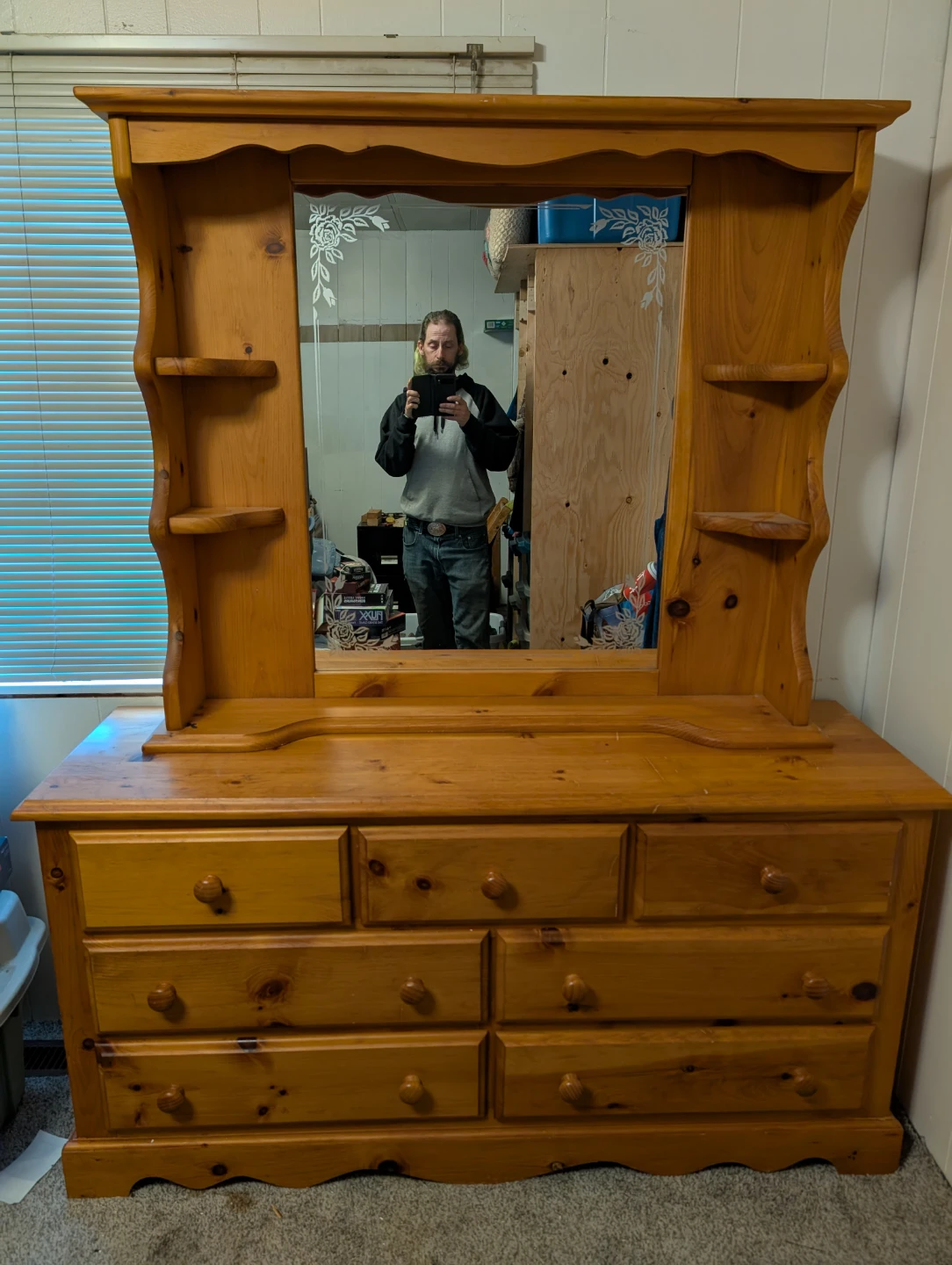 Solid Pine Bedroom Set - Headboard, Dresser, Nightstand - photo 5