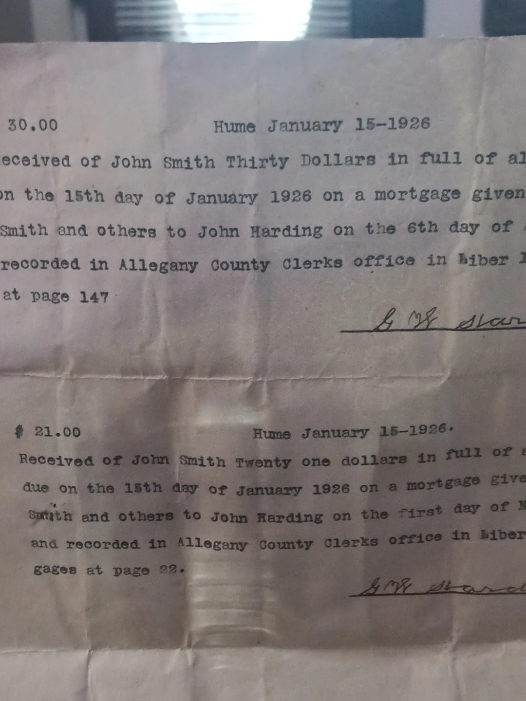 Two 1926 Mortgage Payment Receipts - photo 2