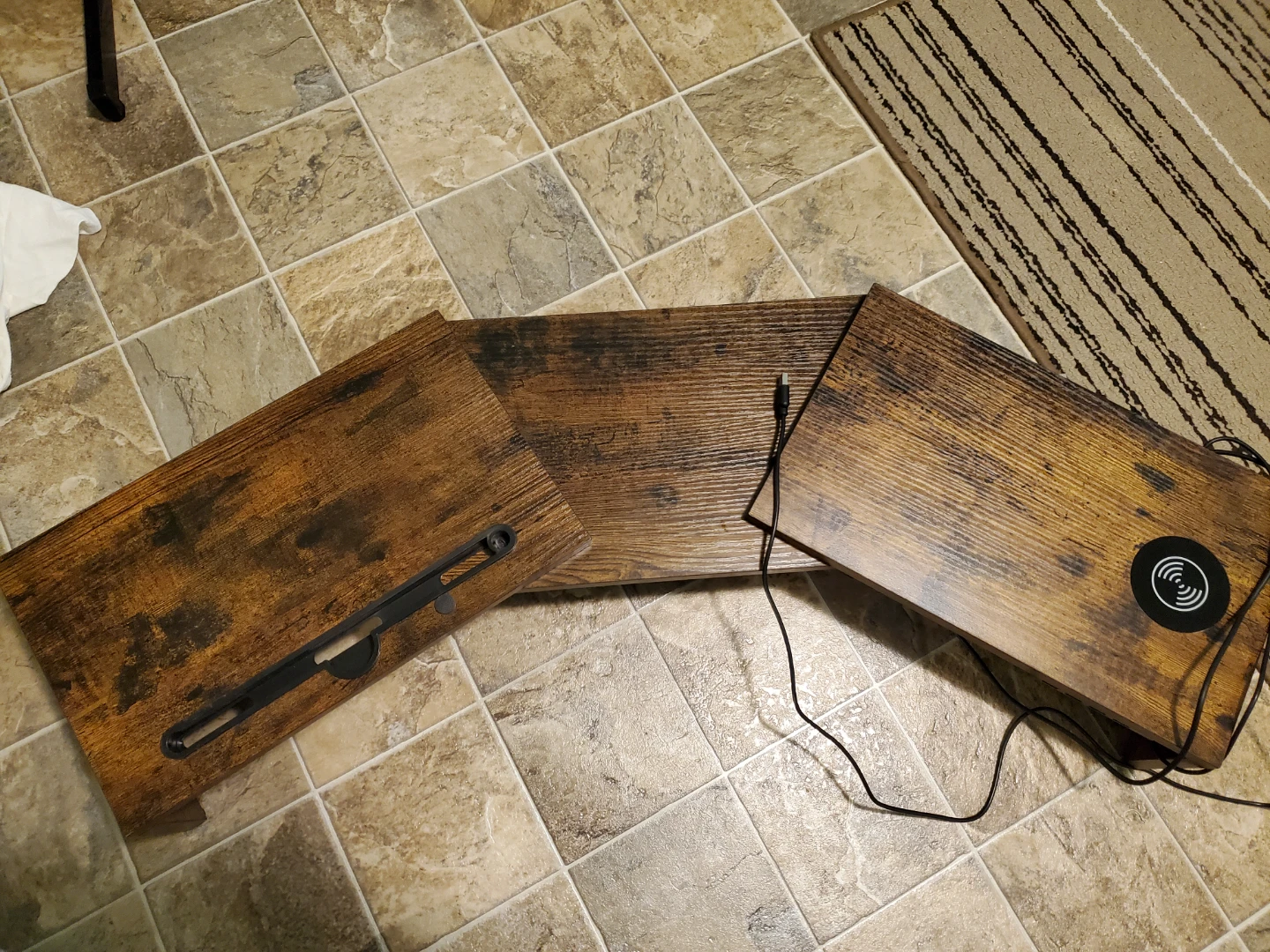 Wooden Desktop Monitor Riser with Wireless Charger and USB Hub