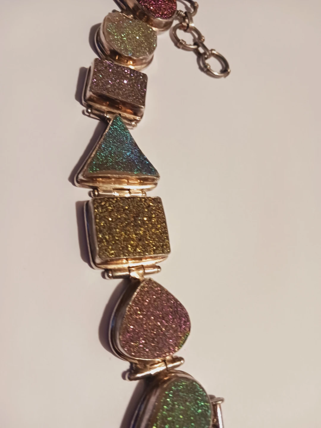 Sterling Silver 925 Geometric Druzy Quartz Stones Bracelet - photo 2