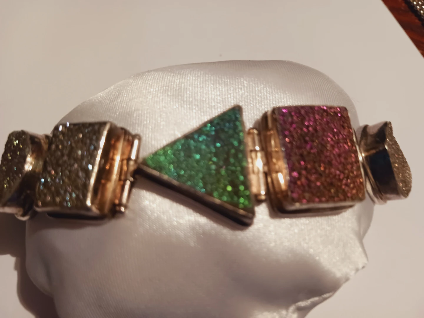Sterling Silver 925 Geometric Druzy Quartz Stones Bracelet - photo 3
