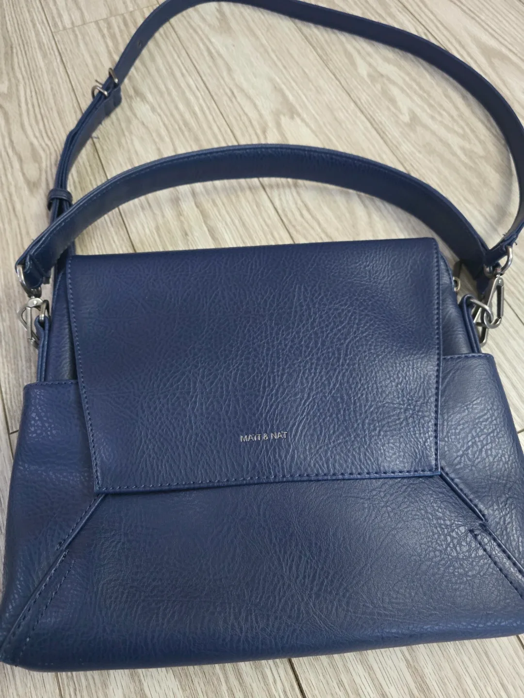Matt & Nat Navy Blue Leather Shoulder Bag