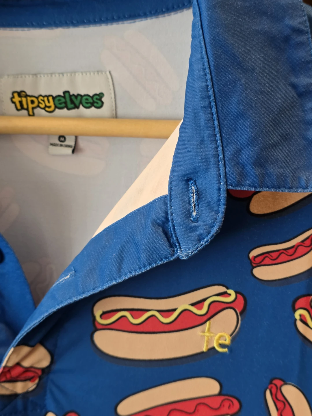 Tipsy Elves Hot Dog Print Short Sleeve Polo Shirt! - photo 2