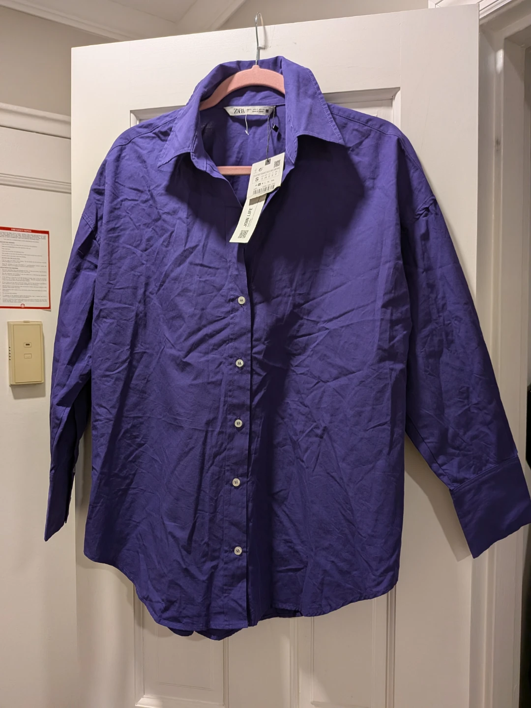 Zara Purple Button-Up Shirt - Size XS