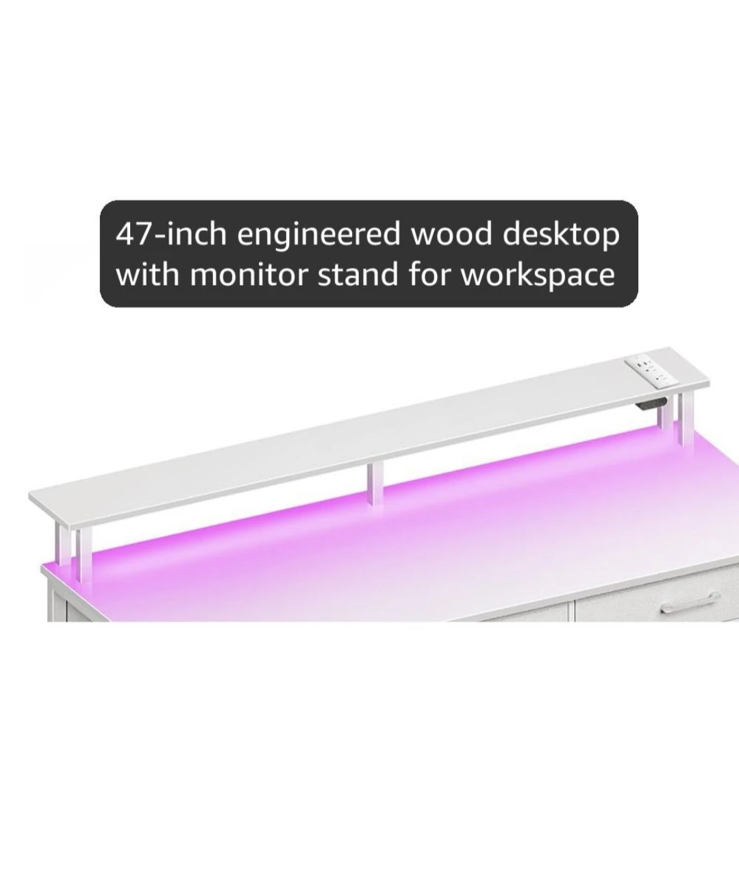 White Vanity Desk with Mirror and LED Lights - photo 4