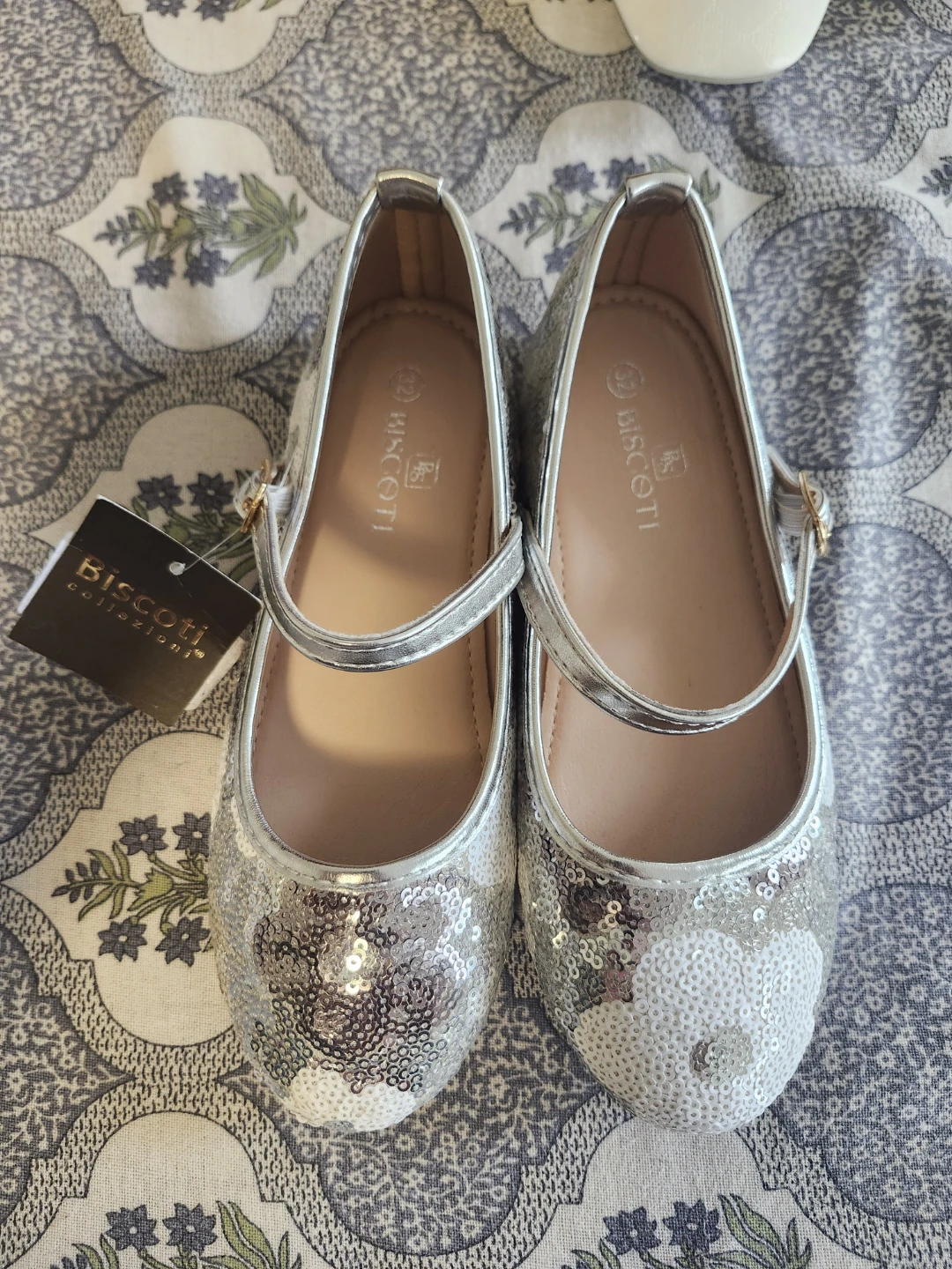 Biscotti Collection Silver Sequin Mary Jane Shoes