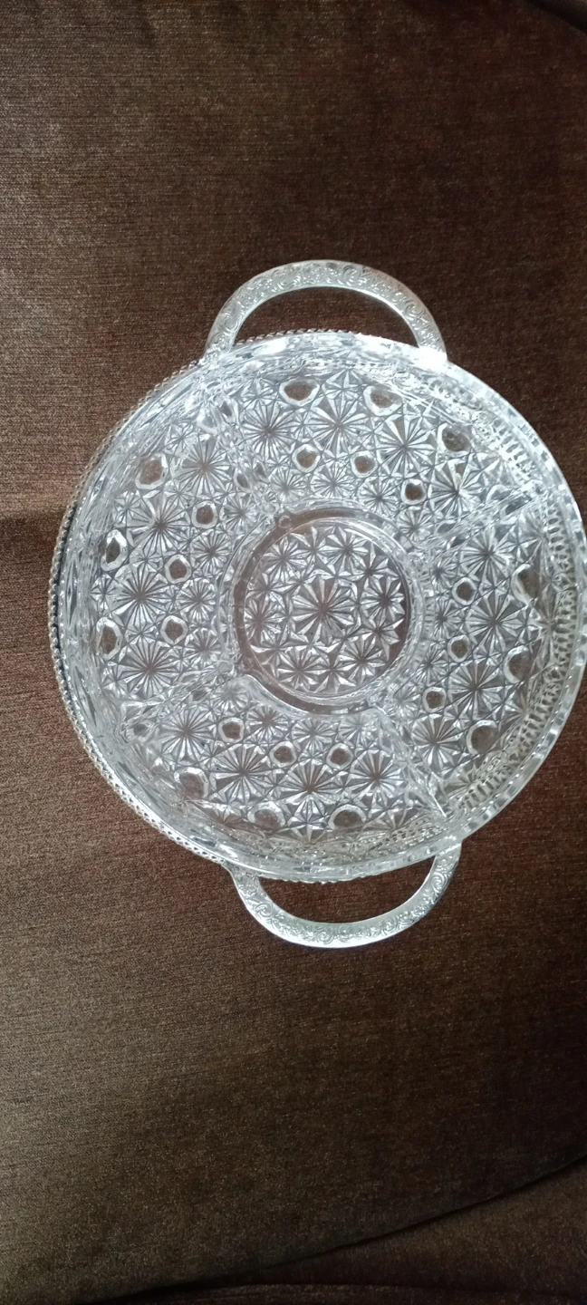 Glass and Silver Plated Serving Tray