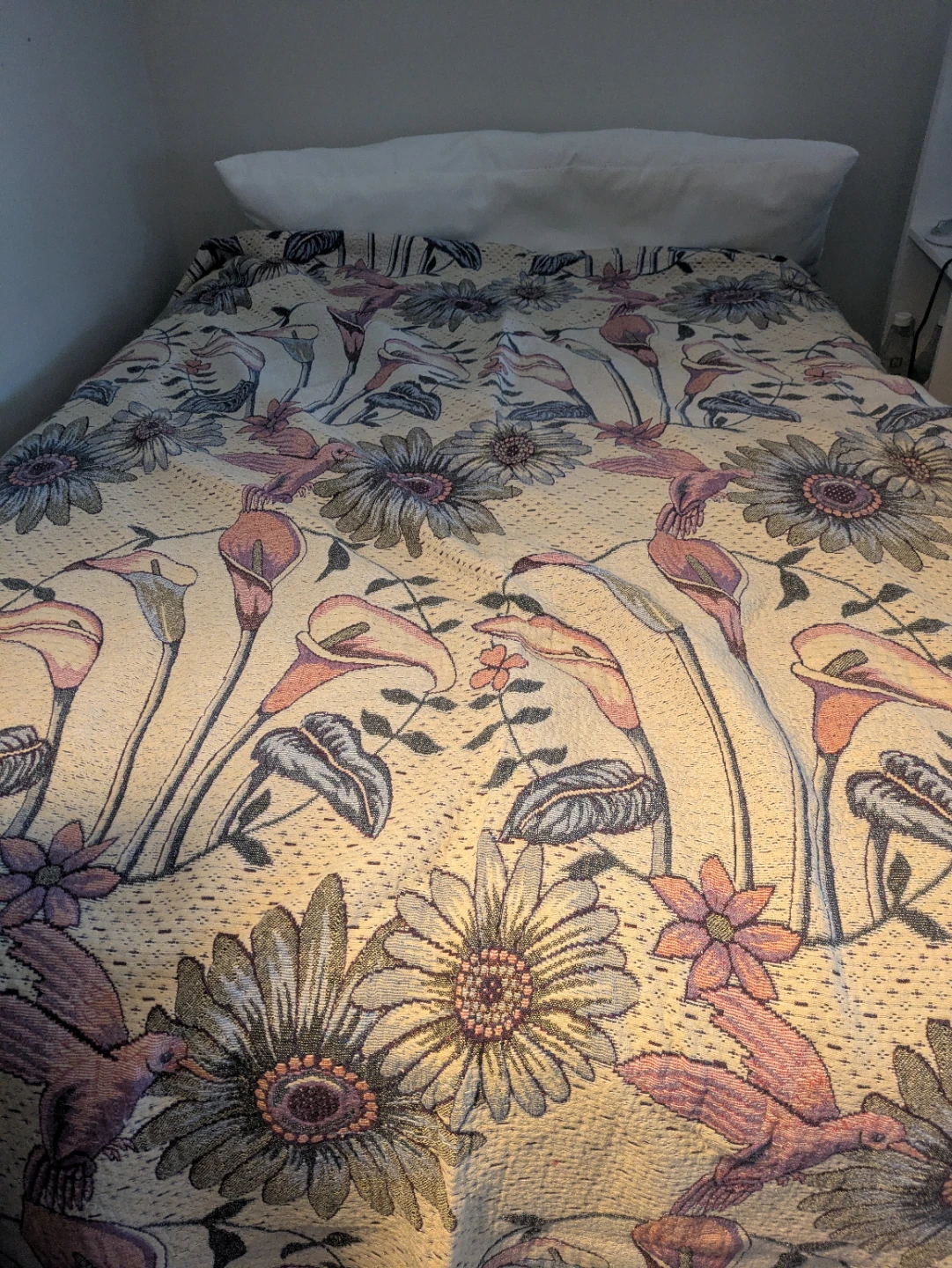 Floral Bird Print Quilt full/queen double sided