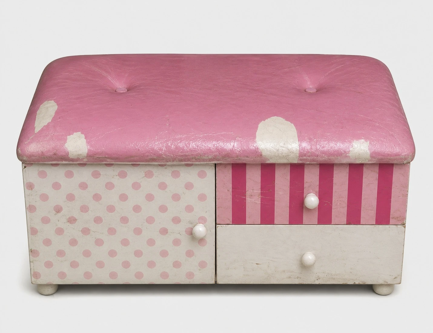 Pink and White Storage Ottoman - photo 2
