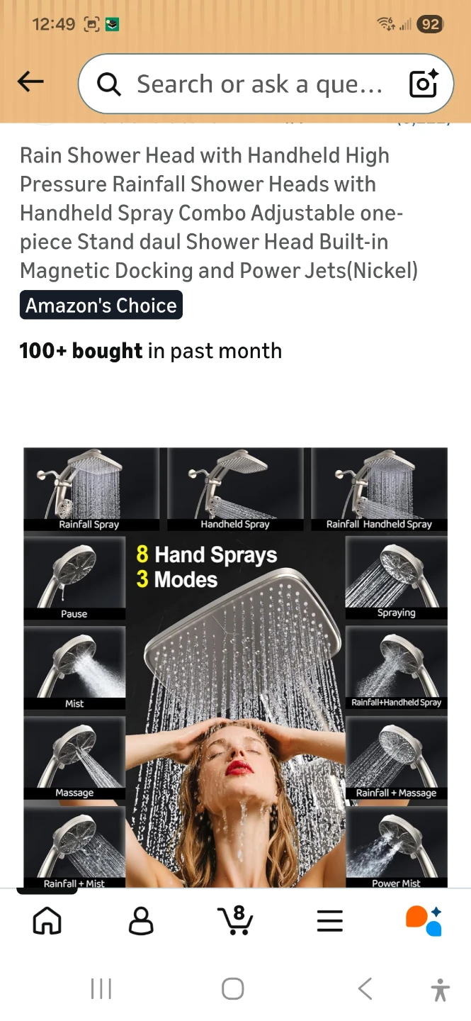 Rain Shower Head with Handheld High Pressure Combo (Nickel) - photo 4
