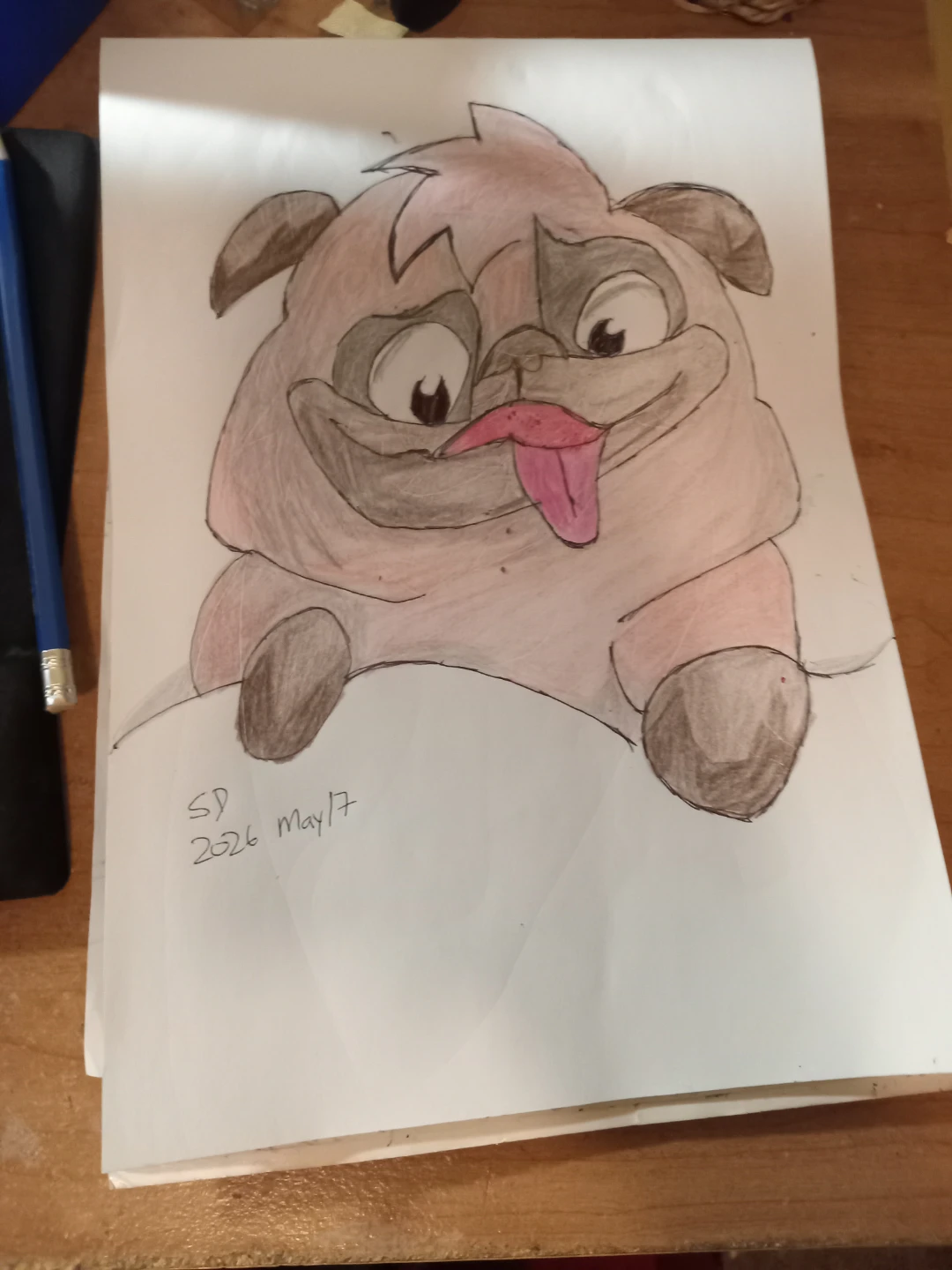 CARTOON PUG PUPPY DRAWING BY CUSTOM ARTIST SHERWIN