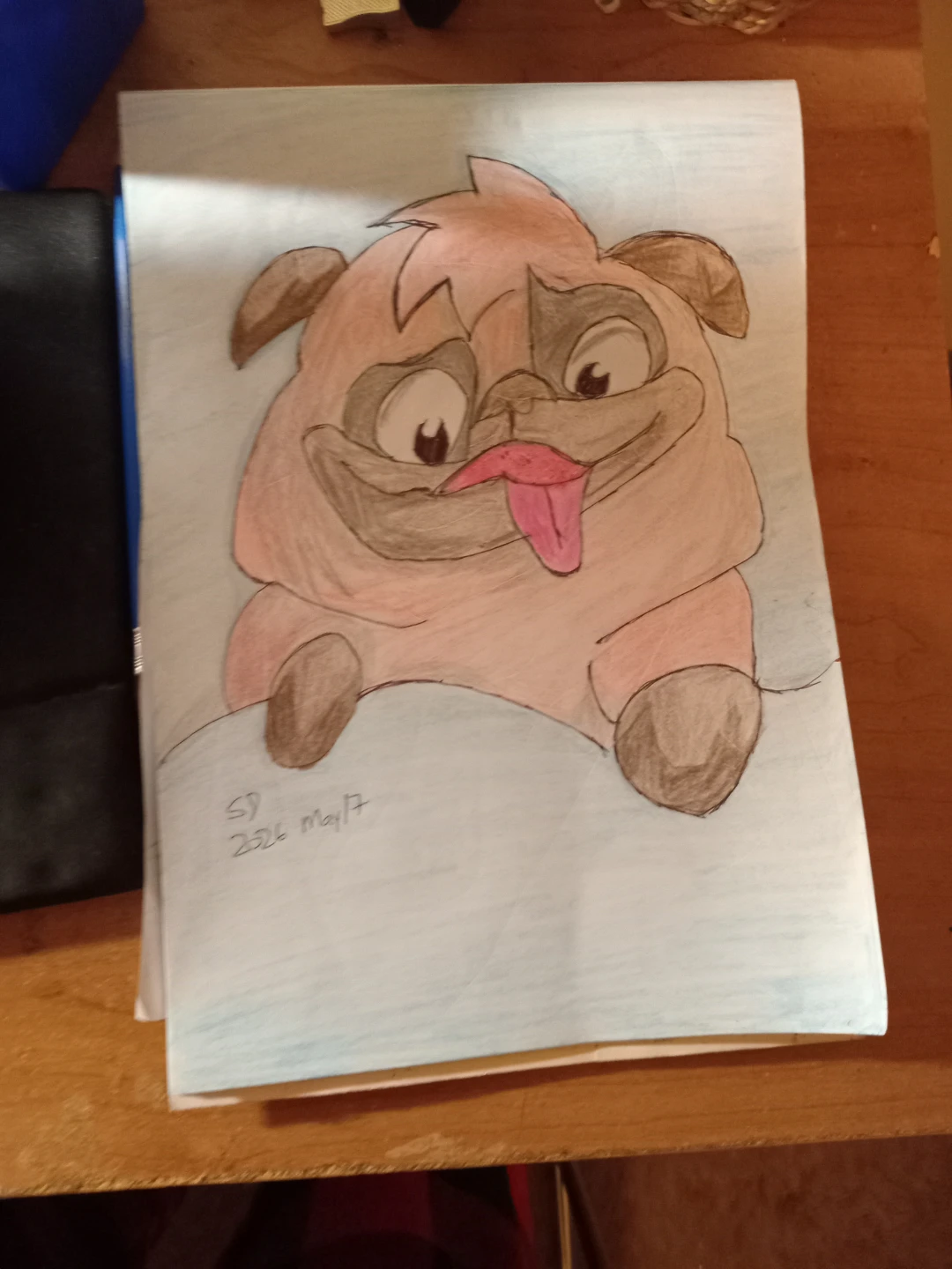 CARTOON PUG PUPPY DRAWING BY CUSTOM ARTIST SHERWIN - photo 2