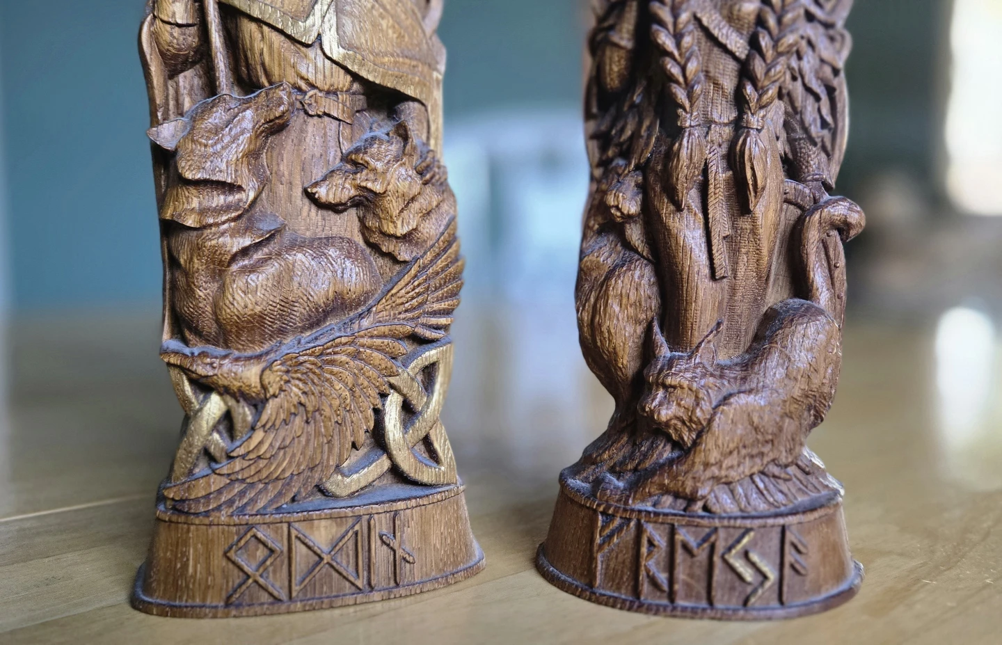 Norse/Viking Odin/Freya Wood Carvings - photo 4