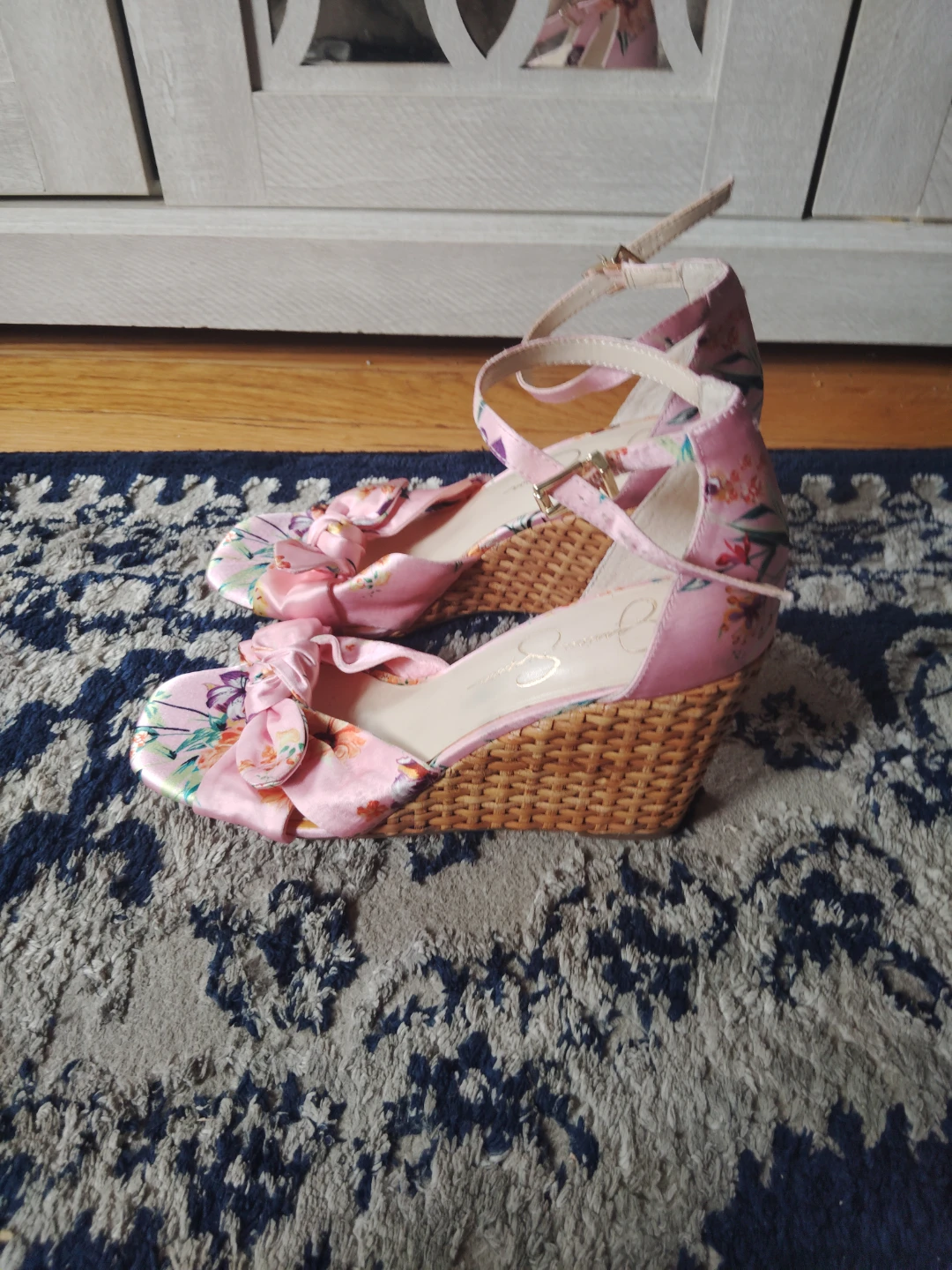 Jessica Simpson Pink Floral Wedge Sandals Size 6.5 - photo 2