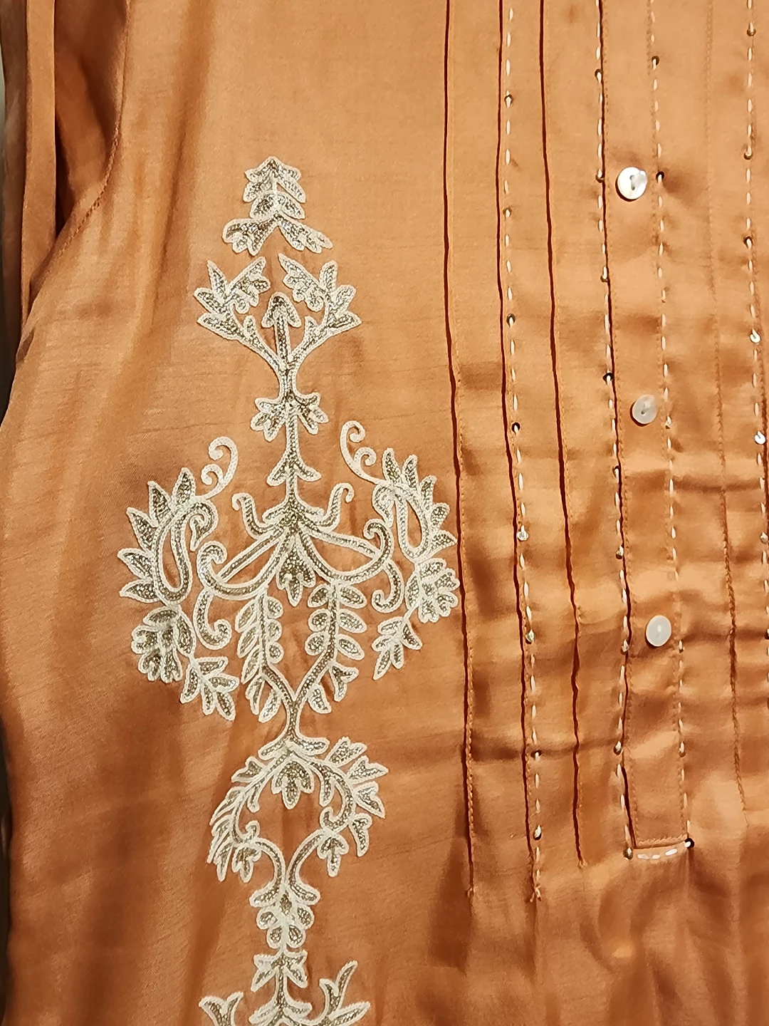 Orange Embroidered Kurta with Dupatta Set - photo 2