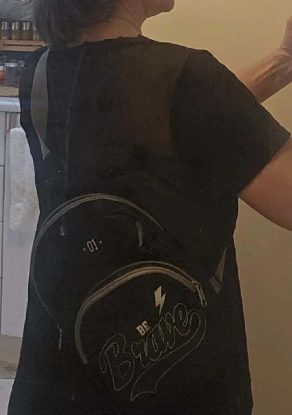 Black Sling Bag with "BE BRAVE" Graphic - photo 5