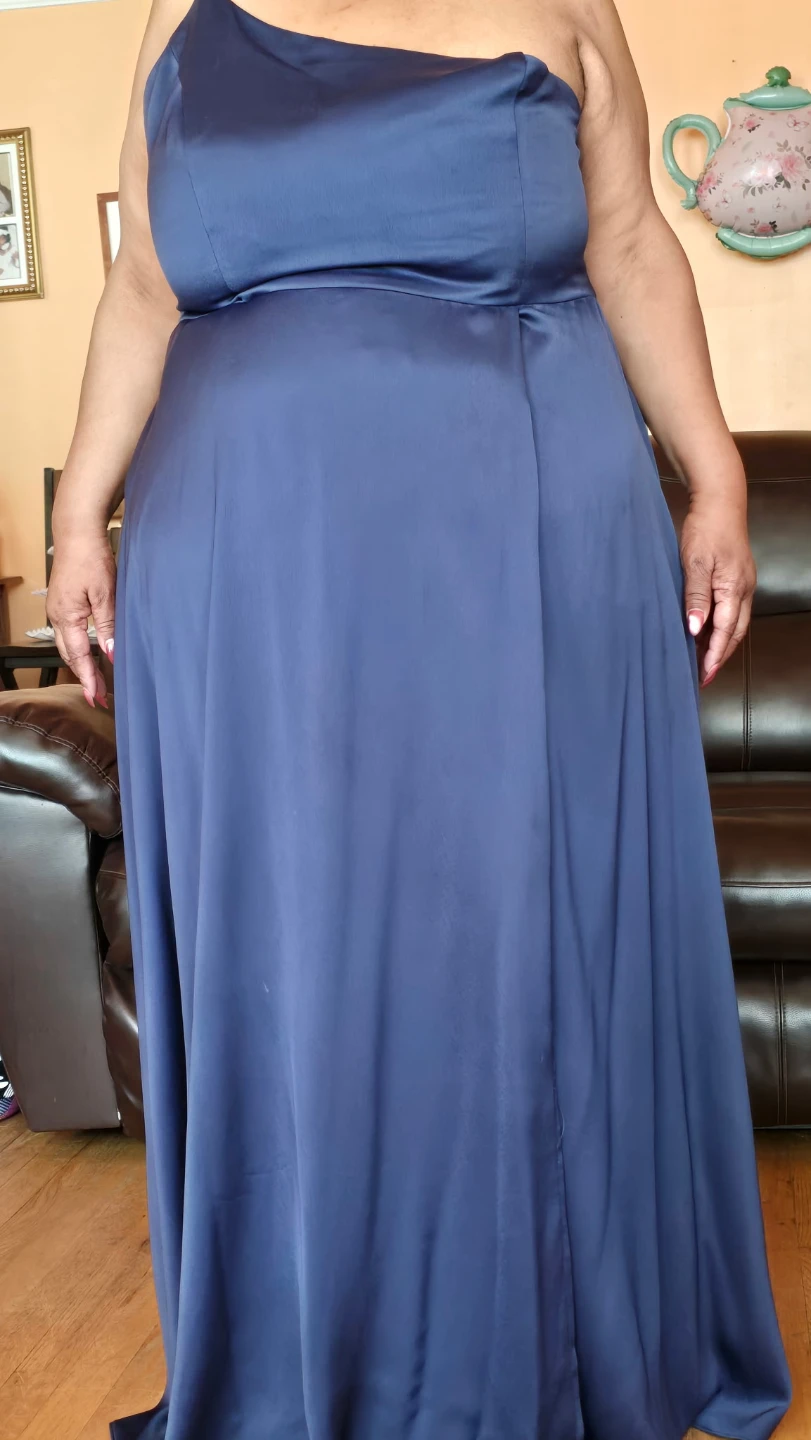 Blue One-Shoulder Maxi Dress
