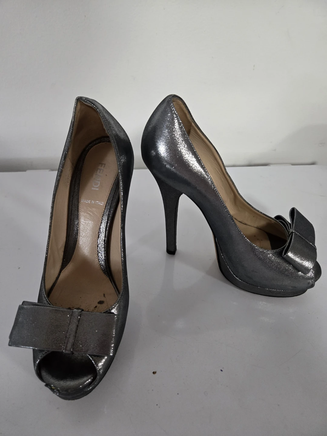 Fendi Peep-Toe Bow Heels Size 37