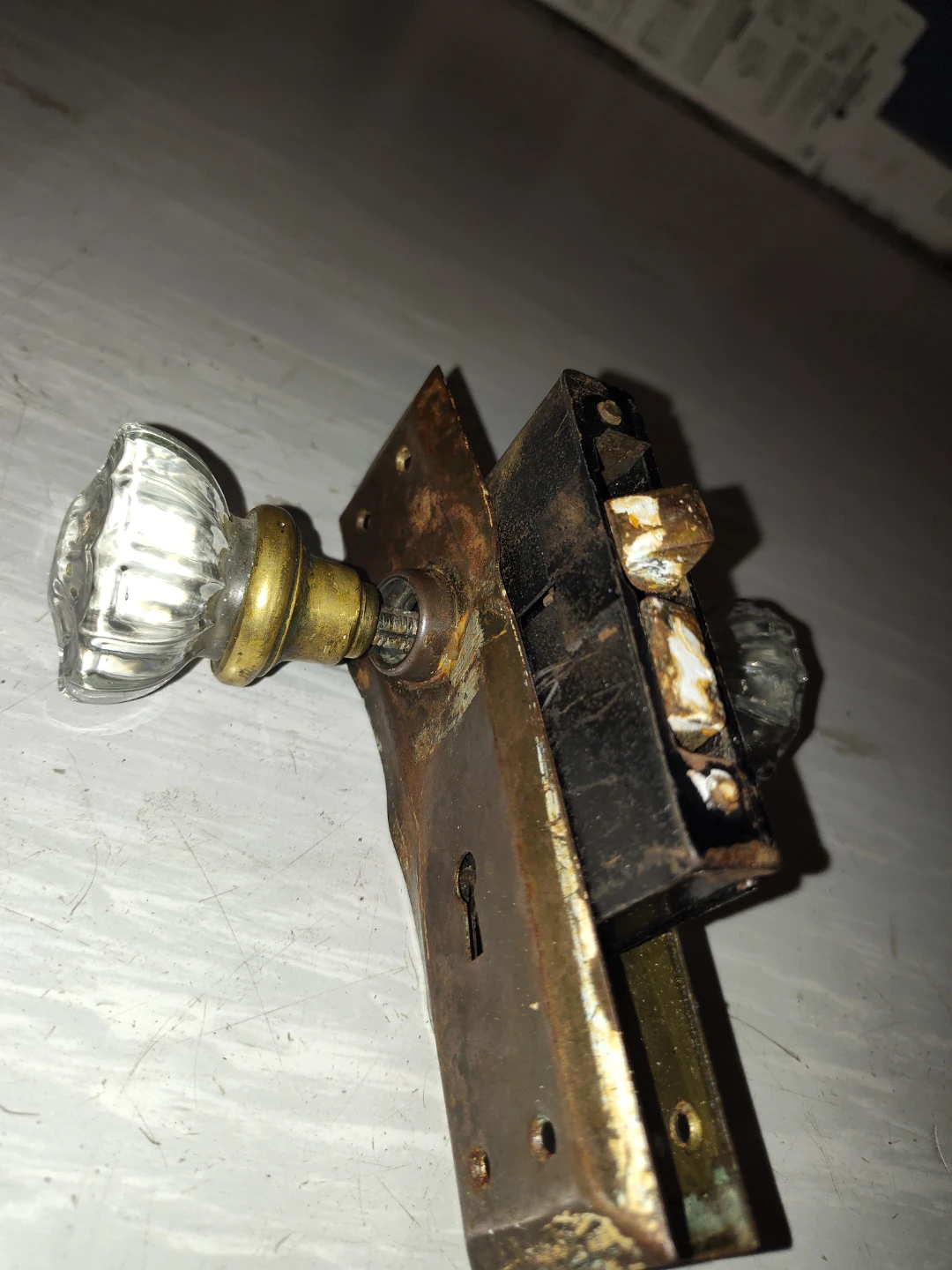 Antique Glass Door Knob Set with Lock Mechanism - photo 5