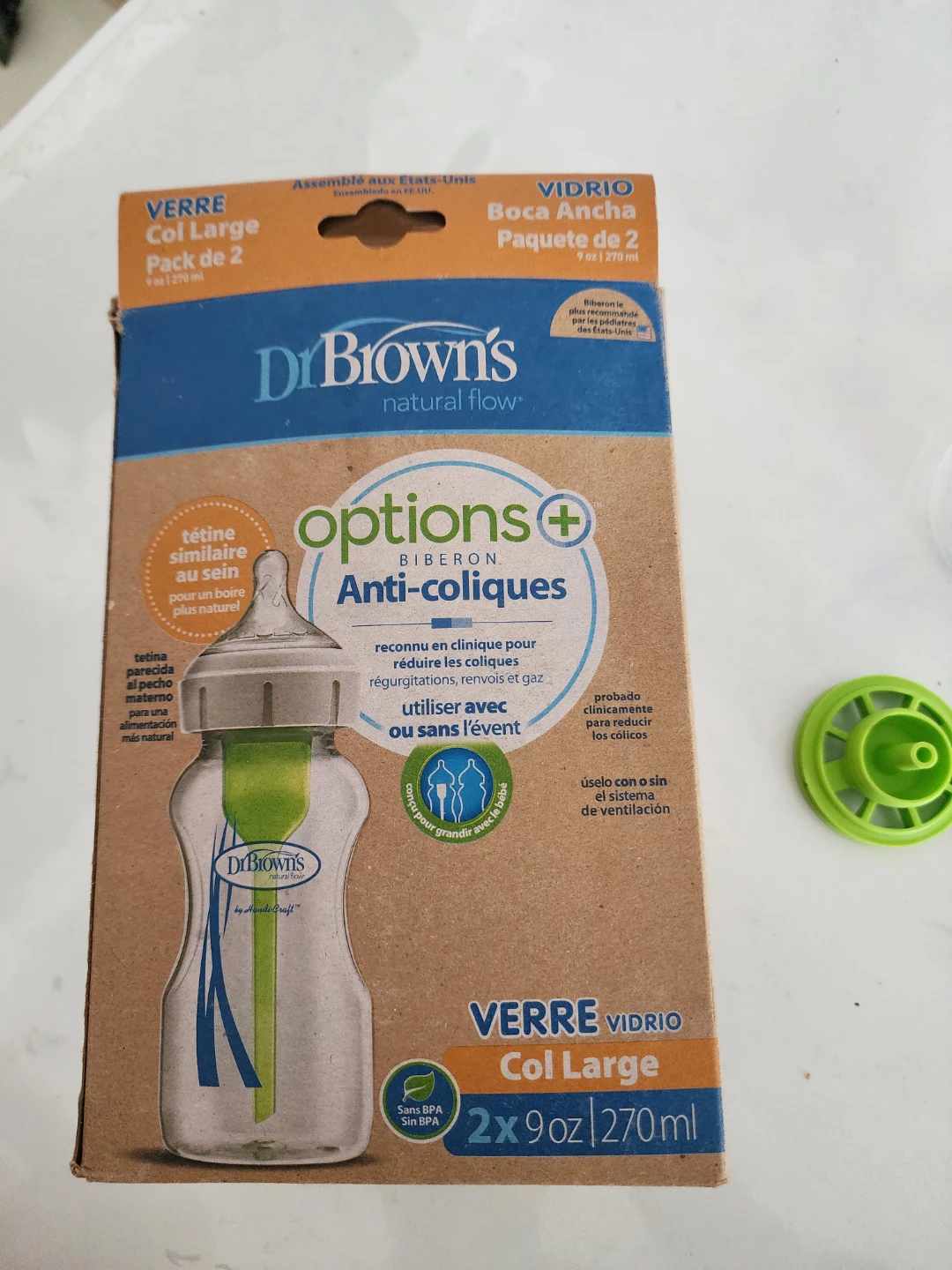 Dr. Brown's Options+ Anti-Colic Glass Bottles - 2x 9oz - photo 2