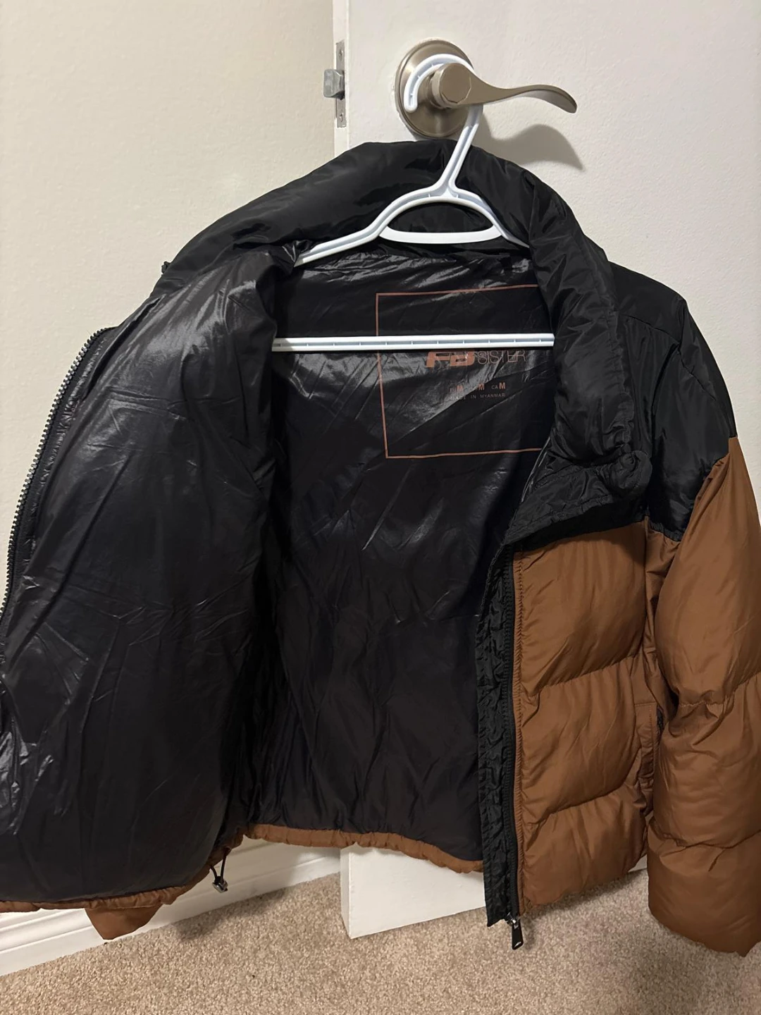 Brown and Black Puffer Jacket - Size Medium - photo 2