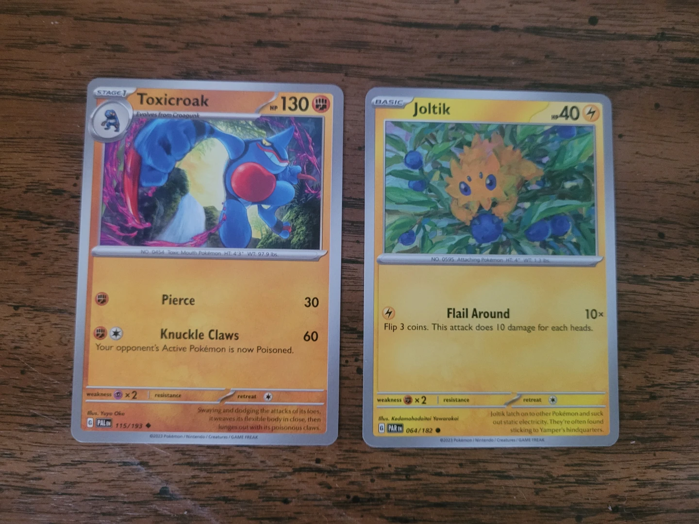 Pokemon Trading Cards: Toxicroak and Joltik