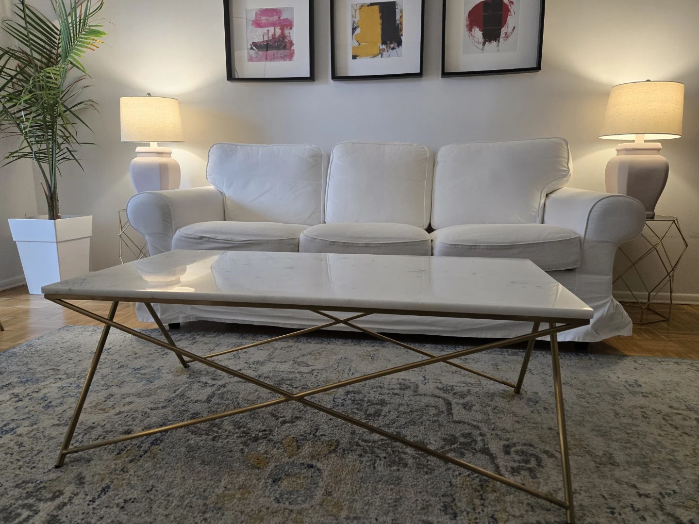Marble Top Coffee Table with Gold Legs - photo 2