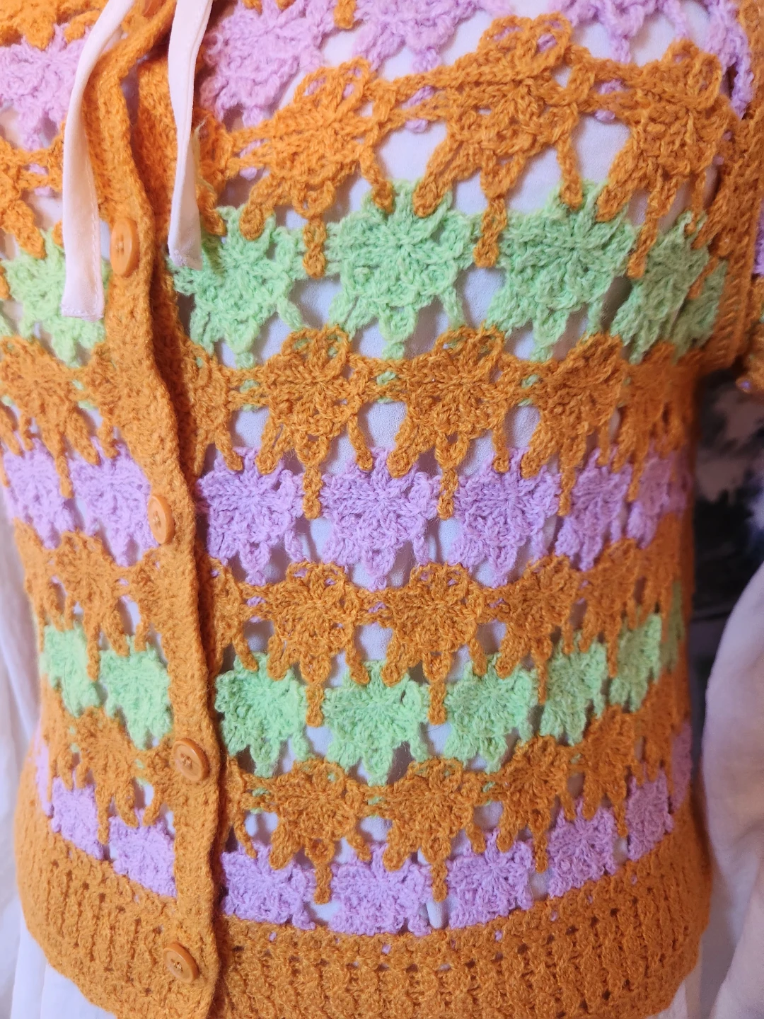 FESTIVAL WARE ALERT Crocheted Square Neck Button-Up Top - photo 2